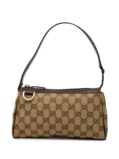 Pre-owned Gucci 2000-2015 Gg Canvas Abbey D Ring Pochette Handbag In Neutrals