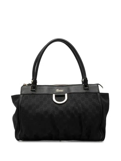 Pre-owned Gucci 2000-2015 Gg Canvas Abbey D Ring Tote Bag In Black