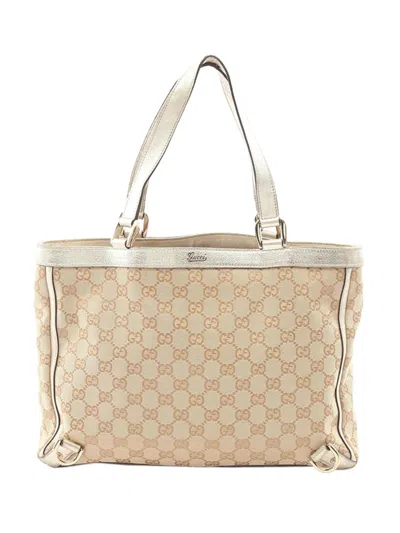Pre-owned Gucci 2000-2015 Gg Canvas Abbey D Ring Tote Bag In Neutral
