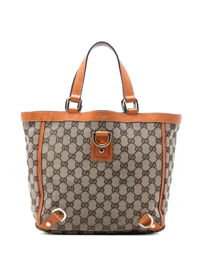 Pre-owned Gucci 2000-2015 Gg Canvas Abbey D Ring Tote Bag In Orange