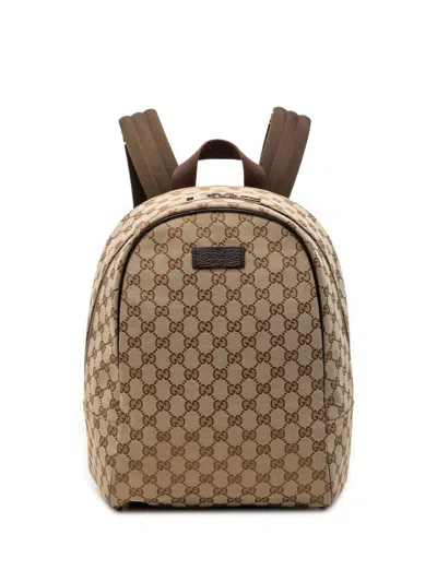 Pre-owned Gucci 2000-2015 Gg Canvas Backpack In Brown