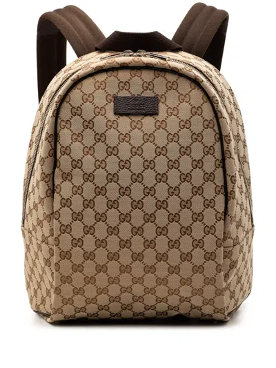 Pre-owned Gucci 2000-2015 Gg Canvas Backpack In Neutral