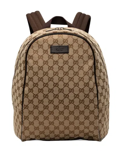 Pre-owned Gucci 2000-2015 Gg Canvas Backpack In Neutral