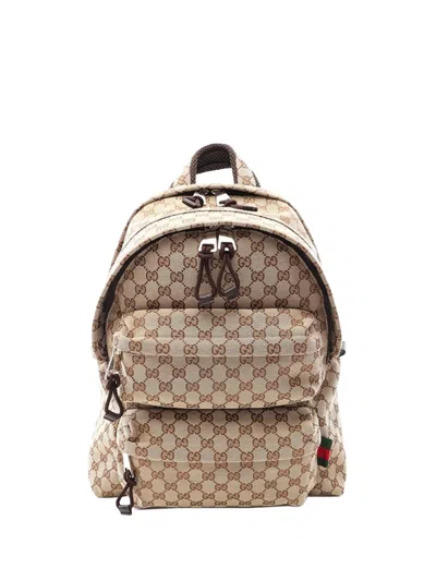 Pre-owned Gucci 2000-2015 Gg Canvas Backpack In Neutral