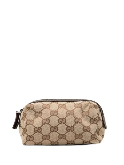 Pre-owned Gucci 2000-2015 Gg Canvas Balthus Cosmetic Pouch In Neutral
