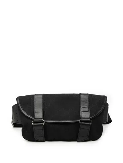 Pre-owned Gucci 2000-2015 Gg Canvas Belt Bag In Black