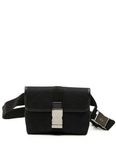 Pre-owned Gucci 2000-2015 Gg Canvas Belt Bag In Black
