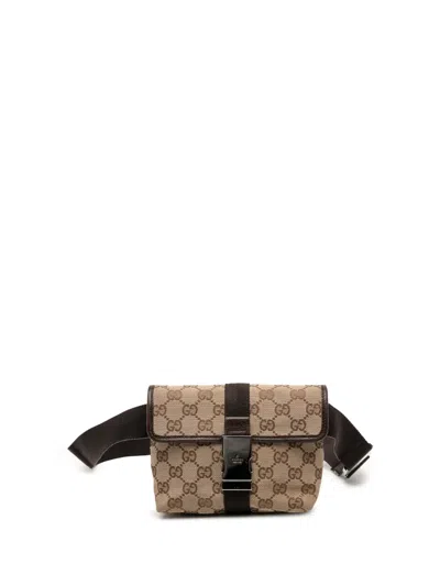 Pre-owned Gucci 2000-2015 Gg Canvas Belt Bag In Brown