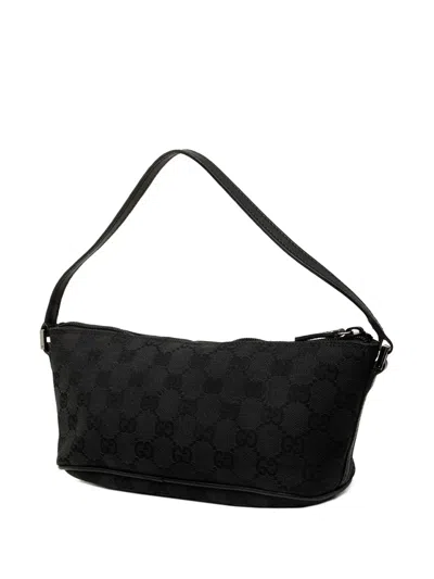 Pre-owned Gucci 2000-2015 Gg Canvas Boat Shoulder Bag In Black