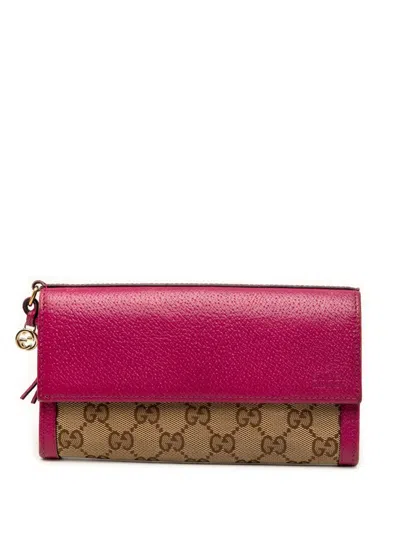 Pre-owned Gucci 2000-2015 Gg Canvas Bree Wallet Long Wallets In Pink