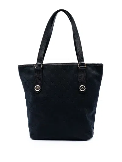 Pre-owned Gucci 2000-2015 Gg Canvas Charmy Tote Bag In Blue