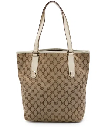 Pre-owned Gucci 2000-2015 Gg Canvas Charmy Tote Bag In Neutrals