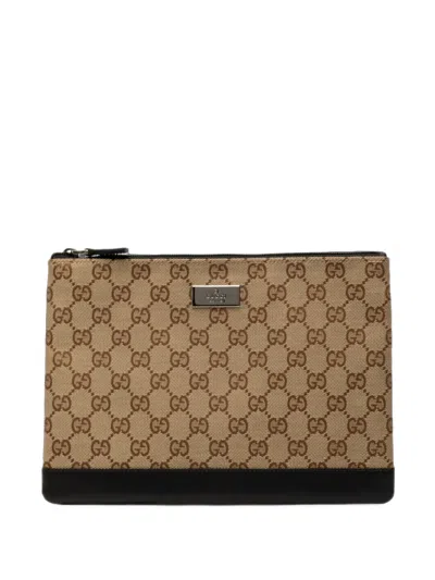 Pre-owned Gucci 2000-2015 Gg Canvas Clutch Bag In Neutrals
