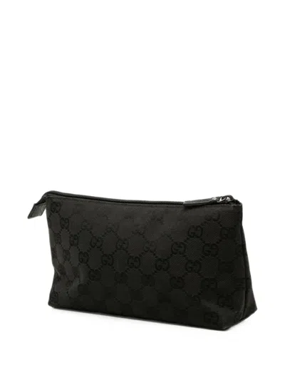 Pre-owned Gucci 2000-2015 Gg Canvas Cosmetic Pouch In Black