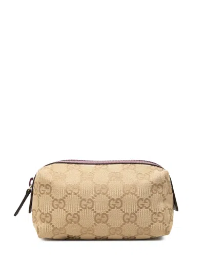 Pre-owned Gucci 2000-2015 Gg Canvas Cosmetic Pouch In Neutrals