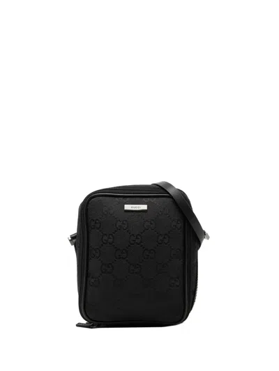 Pre-owned Gucci 2000-2015 Gg Canvas Double Zip Accessory Pouch Vanity Bag In Black