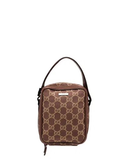 Pre-owned Gucci 2000-2015 Gg Canvas Double Zip Accessory Pouch Vanity Bag In Brown