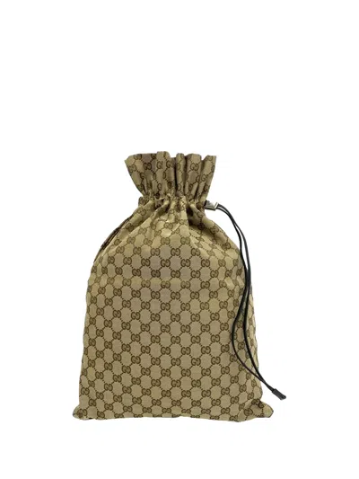 Pre-owned Gucci 2000-2015 Gg Canvas Drawstring Pouch In Neutral