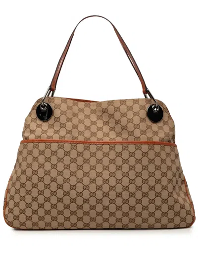 Pre-owned Gucci 2000-2015 Gg Canvas Eclipse Shoulder Bag In Neutrals