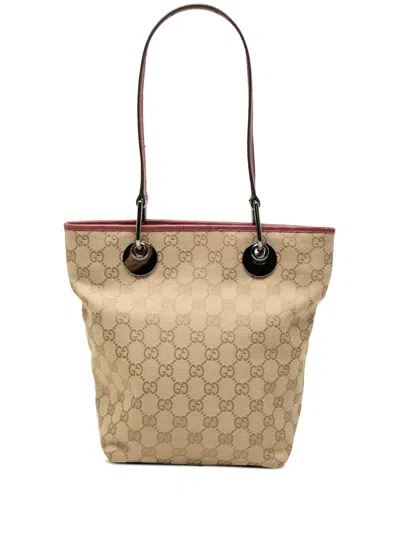 Pre-owned Gucci 2000-2015 Gg Canvas Eclipse Tote Bag In Neutral