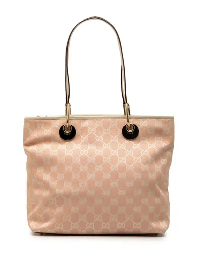 Pre-owned Gucci 2000-2015 Gg Canvas Eclipse Tote Bag In Pink