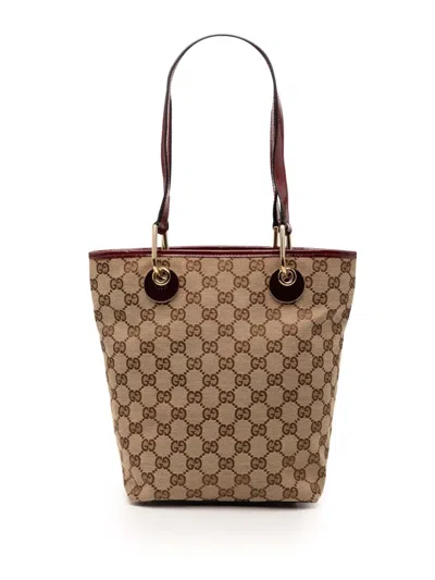 Pre-owned Gucci 2000-2015 Gg Canvas Eclipse Tote Bag In Red