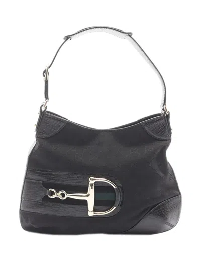 Pre-owned Gucci 2000-2015 Gg Canvas Hasler Hobo Bag In Black