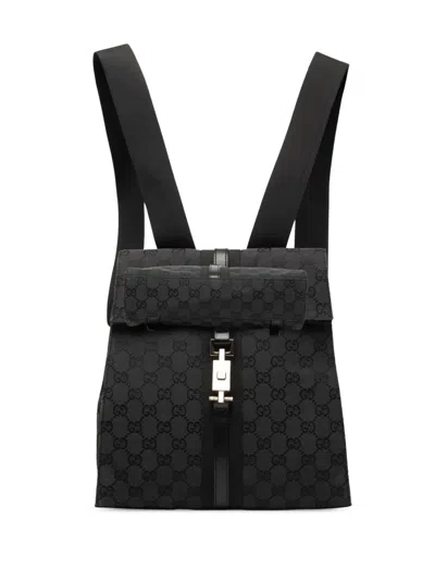 Pre-owned Gucci 2000-2015 Gg Canvas Jackie Backpack In Black