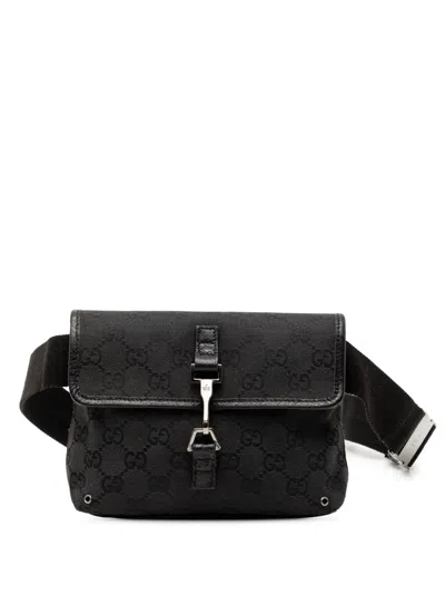 Pre-owned Gucci 2000-2015 Gg Canvas Jackie Belt Bag In Black