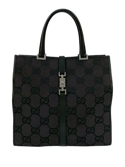 Pre-owned Gucci 2000-2015 Gg Canvas Jackie Tote Bag In Black