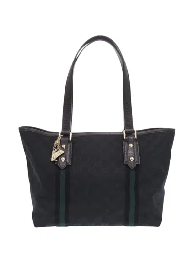 Pre-owned Gucci 2000-2015 Gg Canvas Jolicoeur Tote Bag In Black