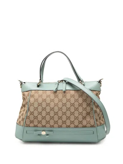 Pre-owned Gucci 2000-2015 Gg Canvas Mayfair Satchel In Neutral