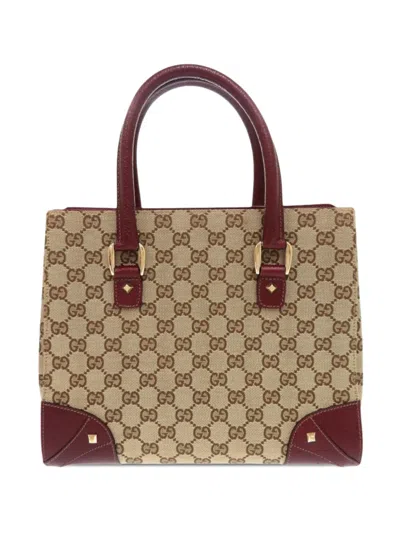 Pre-owned Gucci 2000-2015 Gg Canvas Nailhead Handbag In Red