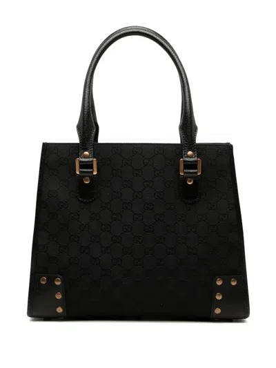 Pre-owned Gucci 2000-2015 Gg Canvas Nailhead Tote Bag In Black