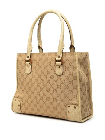 Pre-owned Gucci 2000-2015 Gg Canvas Nailhead Tote Bag In Brown