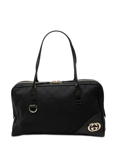 Pre-owned Gucci 2000-2015 Gg Canvas New Britt Shoulder Bag In Black