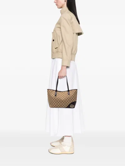 Pre-owned Gucci 2000-2015 Gg Canvas New Britt Tote Bag In Neutrals