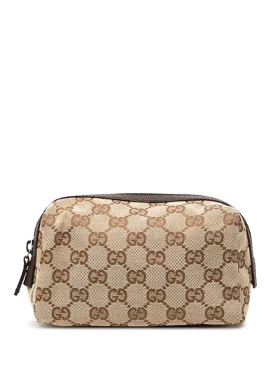 Pre-owned Gucci 2000-2015 Gg Canvas Pouch In Neutrals