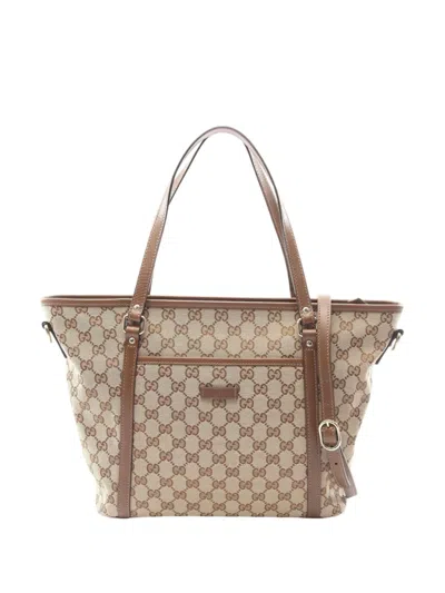 Pre-owned Gucci 2000-2015 Gg Canvas Satchel In Neutral