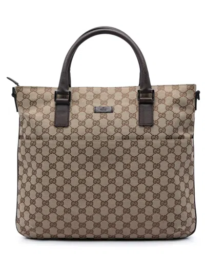 Pre-owned Gucci 2000-2015 Gg Canvas Satchel In Neutrals