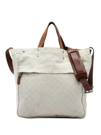 Pre-owned Gucci 2000-2015 Gg Canvas Satchel In White