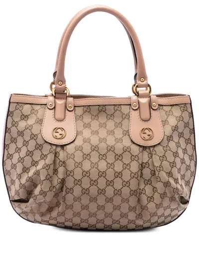Pre-owned Gucci 2000-2015 Gg Canvas Scarlett Tote Bag In Neutrals
