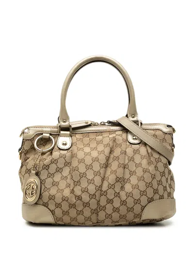 Pre-owned Gucci 2000-2015 Gg Canvas Sukey Satchel In 中性色