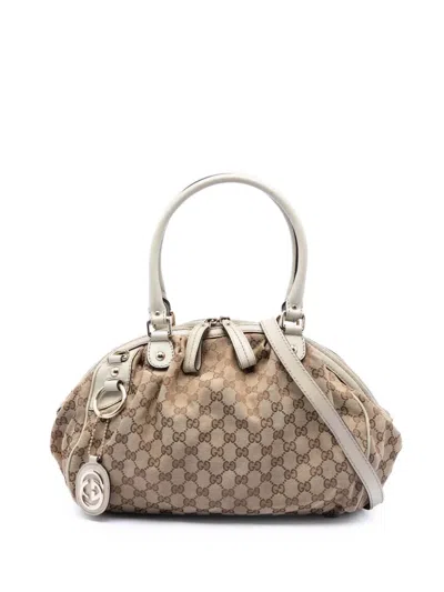 Pre-owned Gucci 2000-2015 Gg Canvas Sukey Satchel In Neutral