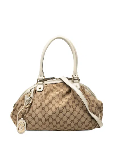 Pre-owned Gucci 2000-2015 Gg Canvas Sukey Satchel In Neutral