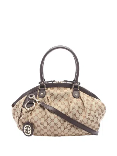Pre-owned Gucci 2000-2015 Gg Canvas Sukey Satchel In Neutral