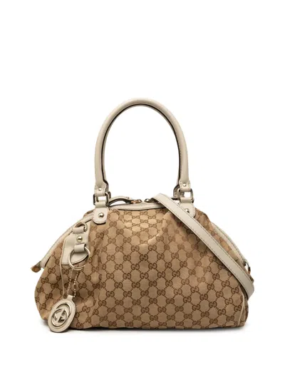Pre-owned Gucci 2000-2015 Gg Canvas Sukey Satchel In Neutrals
