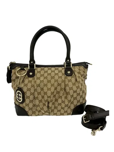 Pre-owned Gucci 2000-2015 Gg Canvas Sukey Satchel In Neutrals