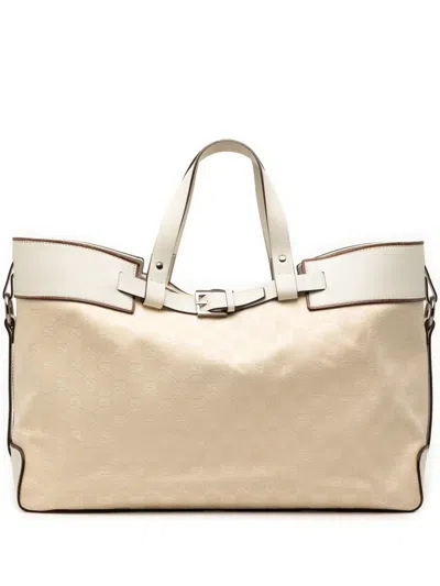 Pre-owned Gucci 2000-2015 Gg Canvas Tote Bag In White
