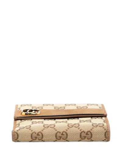 Pre-owned Gucci 2000-2015 Gg Canvas Trifold Compact Wallet Small Wallets In Neutrals